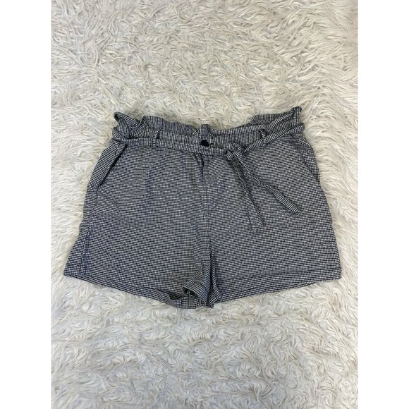 Anthropologie Amadi Ryan Summer Black & White Gingham Paper bag Waist Shorts XL - Picture 1 of 11